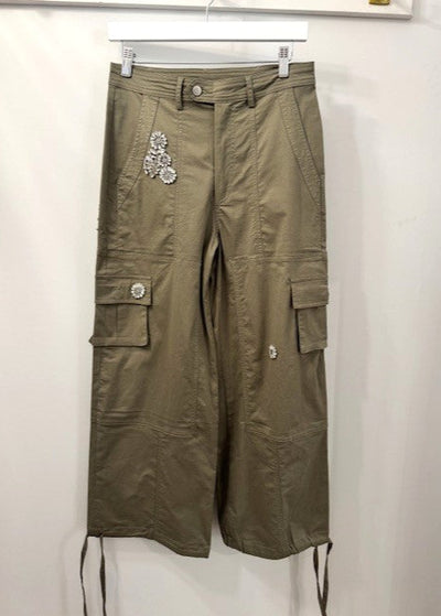The Pink Door Cargo Pants w/ Silver Detail Olive