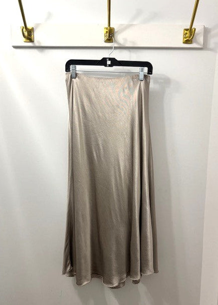 The Pink Door Pull on Satin Skirt Oyster