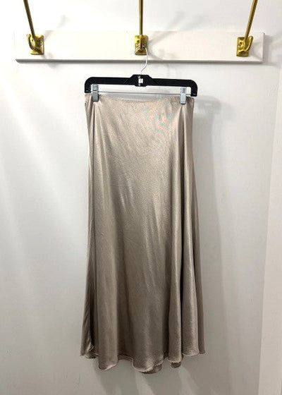 The Pink Door Pull on Satin Skirt Oyster