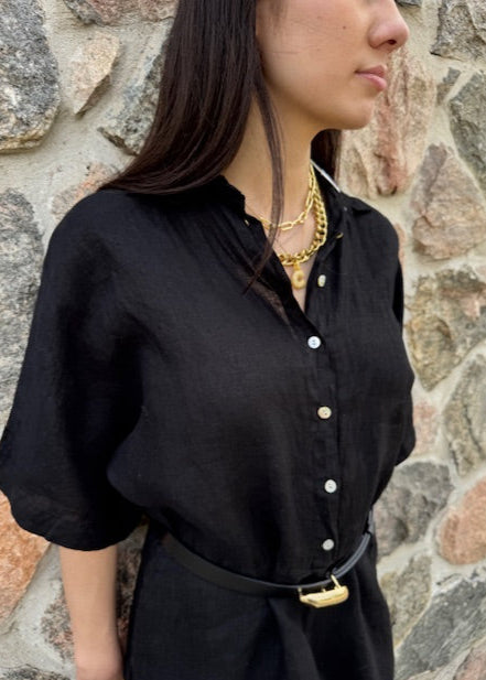 Stark Linen Solid Jumper Black