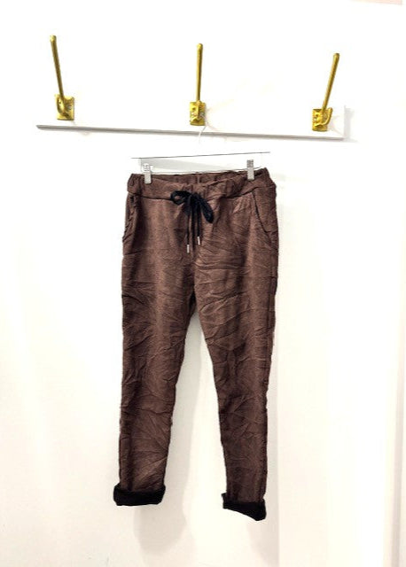 The Pink Door Faux Suede Pull-On Jogger Brown