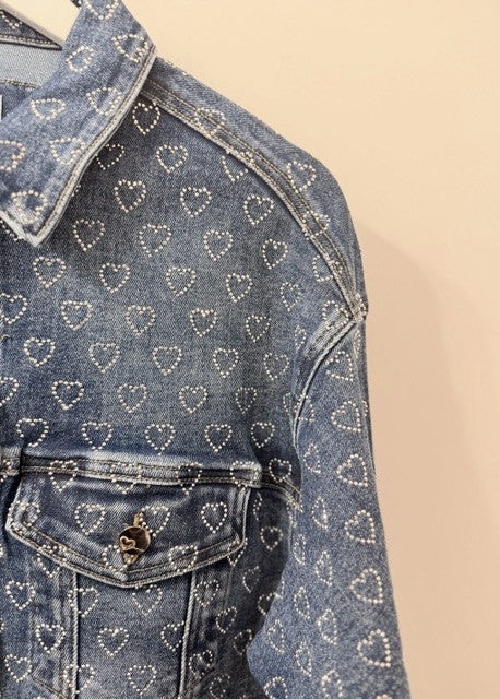 The Pink Door Sparkles Heart Denim Jacket