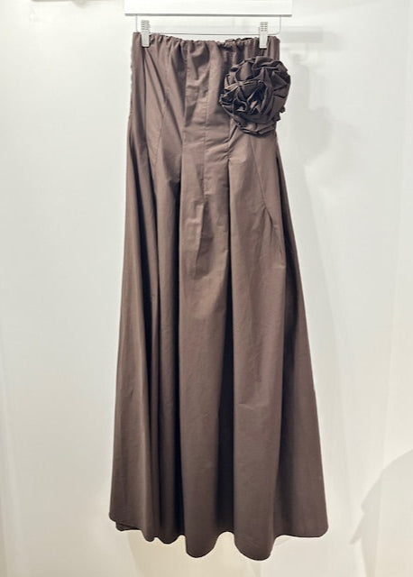 The Pink Door Strapless Rosette Dress Brown