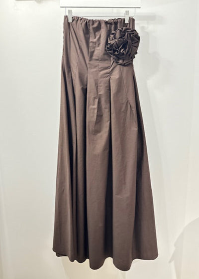The Pink Door Strapless Rosette Dress Brown