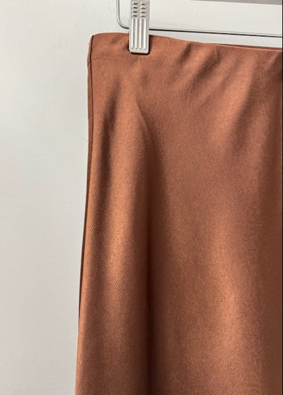 The Pink Door Aline Satin Skirt Cognac