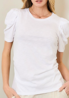 The Pink Door Puff Shoulder Tee White