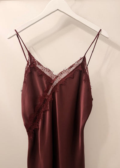 The Pink Door Asymmetrical Cami Dress Wine