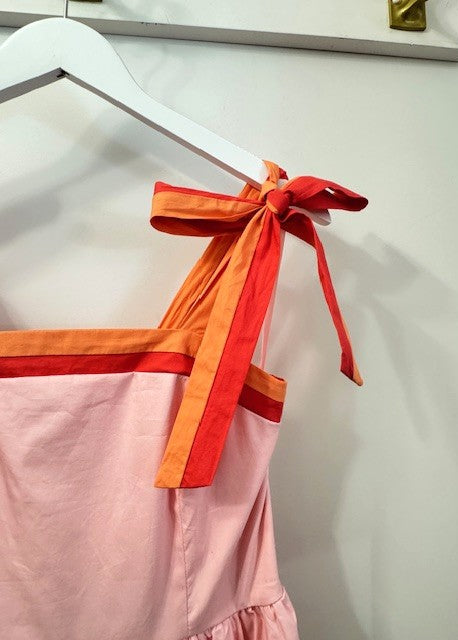 The Pink Door Pink Dress w/ Orange and Red Trim