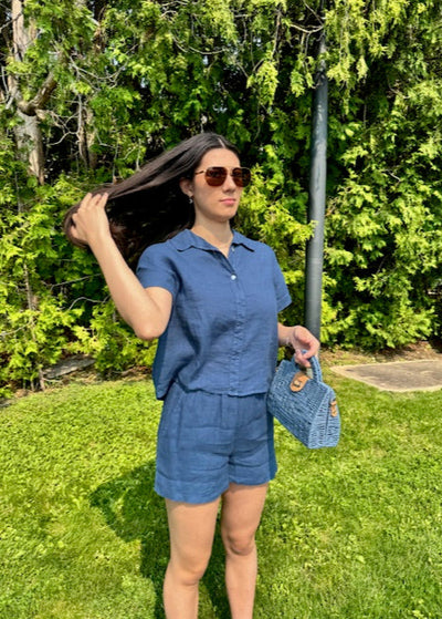 Stark X Linen Rosie Short Dusty Blue