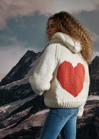 Gogo Short Heart Cardi Snow Orange