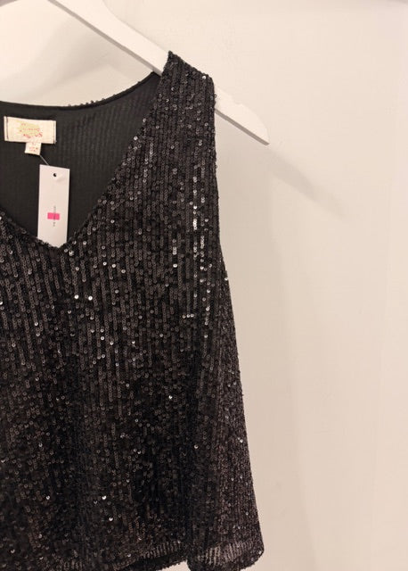 The Pink Door Sleveless V-Neck Black Top