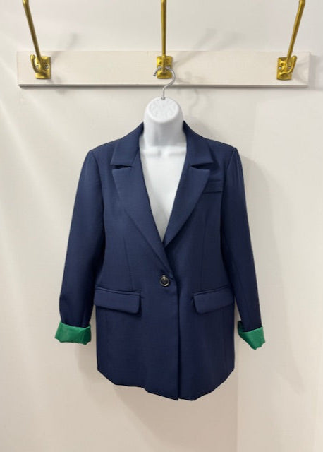 The Pink Door Sparkle Lightning Bolt Blazer Navy