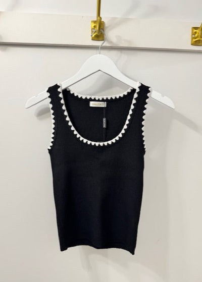 The Pink Door Whipped Stretch Rib Knit Tank Black