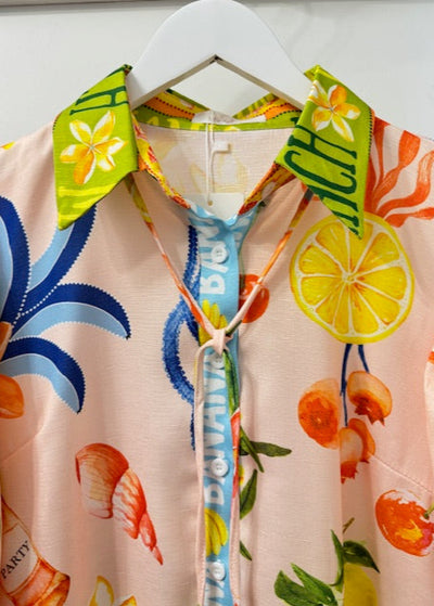 The Pink Door Pink Citrus Print Dress