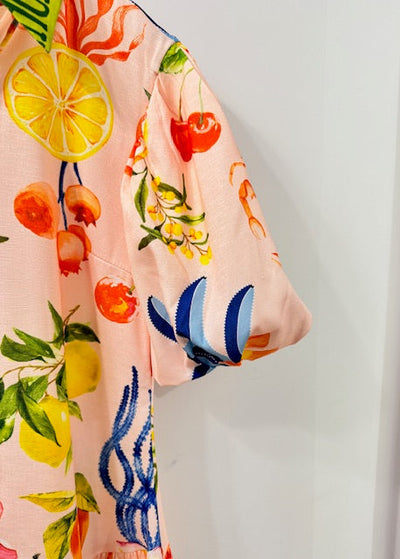 The Pink Door Pink Citrus Print Dress