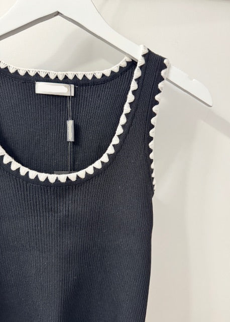 The Pink Door Whipped Stretch Rib Knit Tank Black