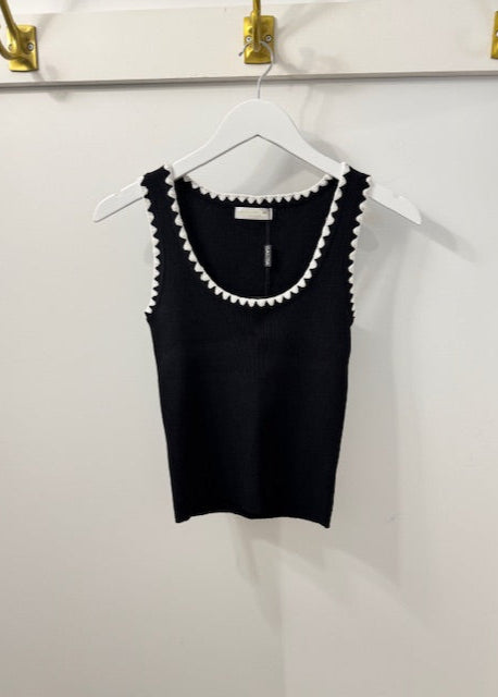 The Pink Door Whipped Stretch Rib Knit Tank Black