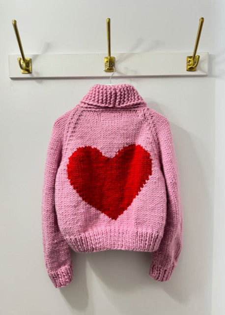 Gogo Short Heart Cardi Bubble Gum/Red