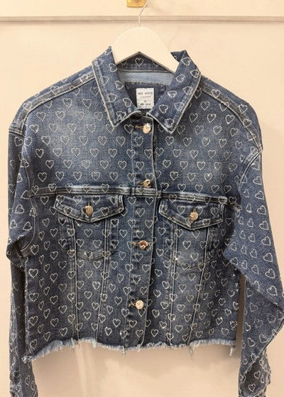The Pink Door Sparkles Heart Denim Jacket