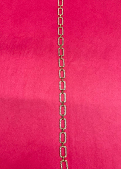 The Pink Door Rhinestone Chain Link Belt Gold