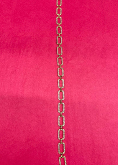 The Pink Door Rhinestone Chain Link Belt Gold