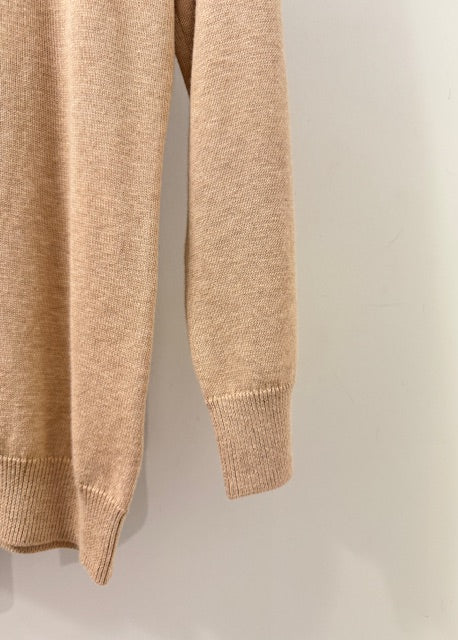MINNIE ROSE Power Shoulder 3/4 Sleeve Mock Brown Sugar