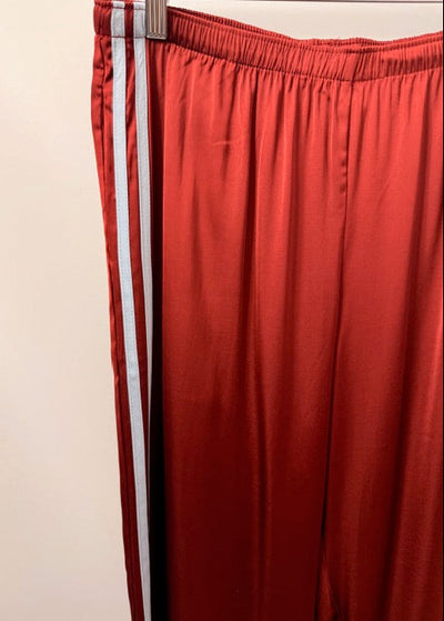 The Pink Door Silky Burgundy Pants With Blue Stripe