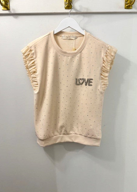The Pink Door Rhinestone Sparkle Short Set Beige