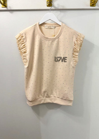 The Pink Door Rhinestone Sparkle Short Set Beige