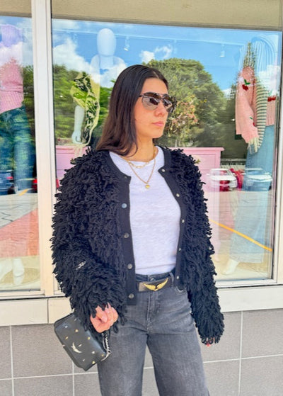 Notshy Shaggy Sweater/Cardi Black