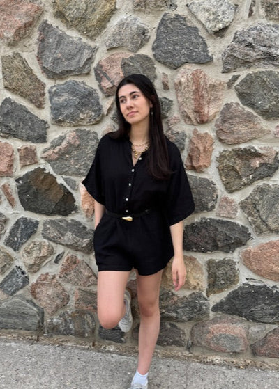 Stark Linen Solid Jumper Black