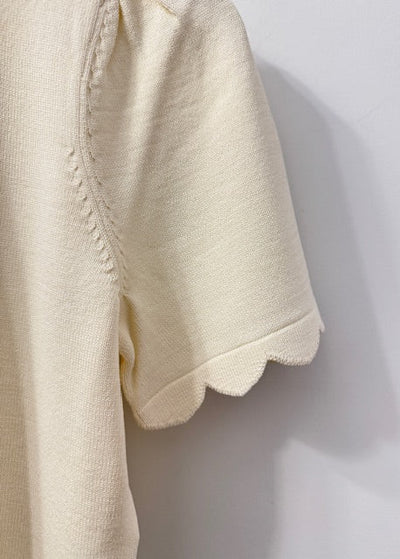 Twinset Knitted S/S Sweater w/ Gold Buttons Details Ivory