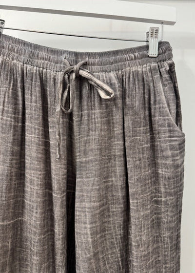 The Pink Door Charcoal Grey Wash Cotton Gauze Pants