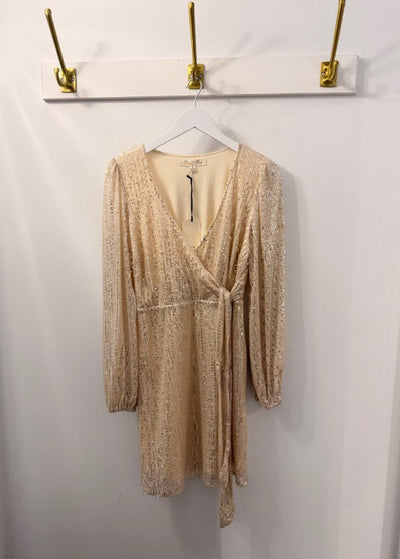 The Pink Door Sequin Wrap Dress Champagne