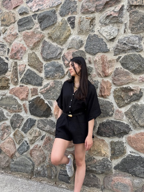 Stark Linen Solid Jumper Black