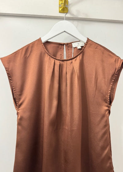 The Pink Door Silk Cuff Sleeves Top Cognac