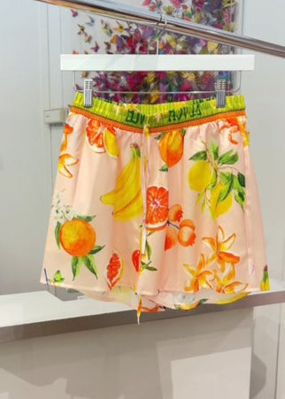 The Pink Door Pink Citrus Print Lemon Short Set