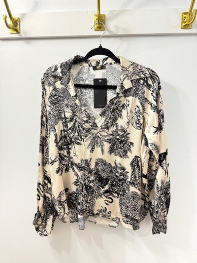 The Pink Door Toile Silky Shirt Black
