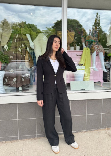 Stark Cotton Gauze Solid Blazer Black