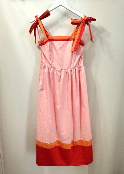 The Pink Door Pink Dress w/ Orange and Red Trim