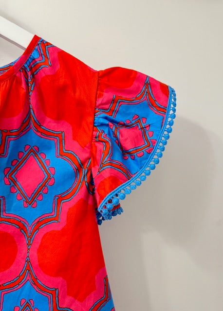 The Pink Door Red, Fuchsia Cobalt Multicolour Blouse