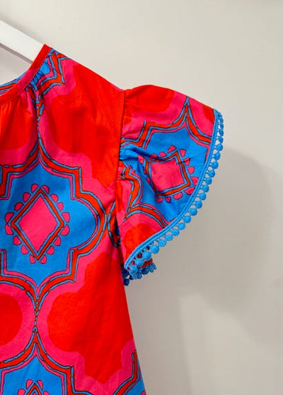 The Pink Door Red, Fuchsia Cobalt Multicolour Blouse