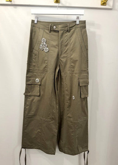 The Pink Door Cargo Pants w/ Silver Detail Olive