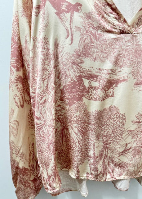 The Pink Door Toile Silky Shirt Pink