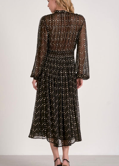 The Pink Door Gold Polka Dots Dress Black