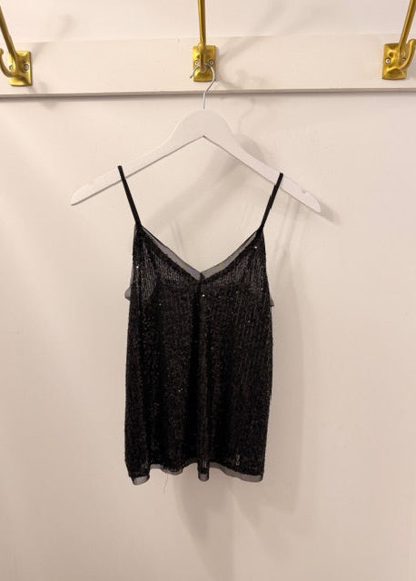 The Pink Door Sequin Cami Black