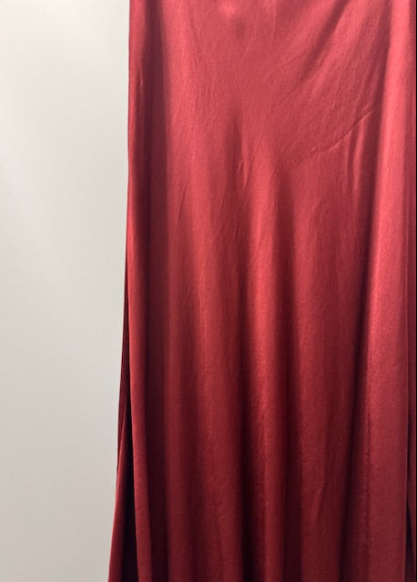 The Pink Door Pull on Satin Skirt Burgundy
