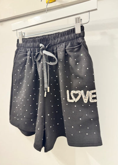 The Pink Door Rhinestone Sparkle Short Set Black