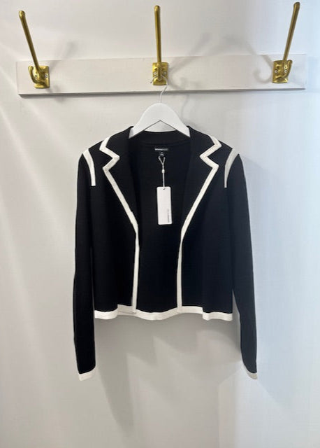 Minnie Rose Cropped Jacket w/ Contrast Tipping Black/White