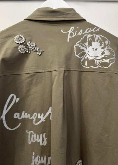 The Pink Door Military Jacket w/ Silver Detail Olive